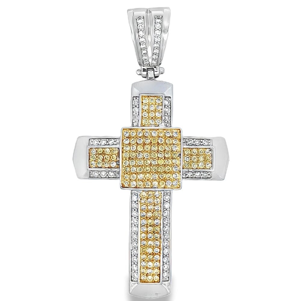 Thick Cross Canary CZ Iced Out Pendant