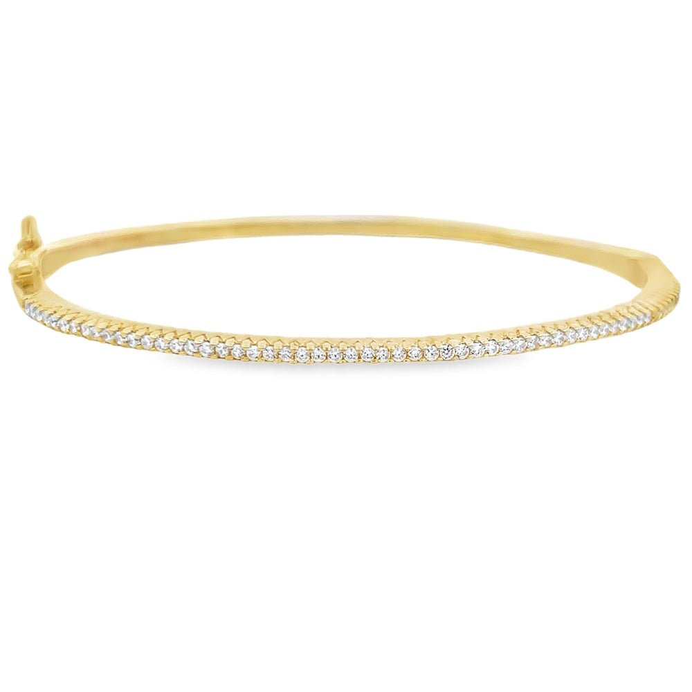 Thin Bangle CZ Iced Out Bracelet .925 Sterling Silver
