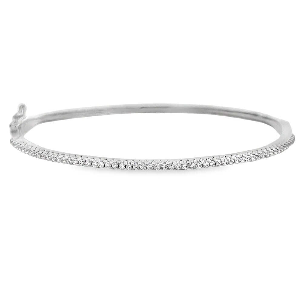 Thin Bangle CZ Iced Out Bracelet .925 Sterling Silver