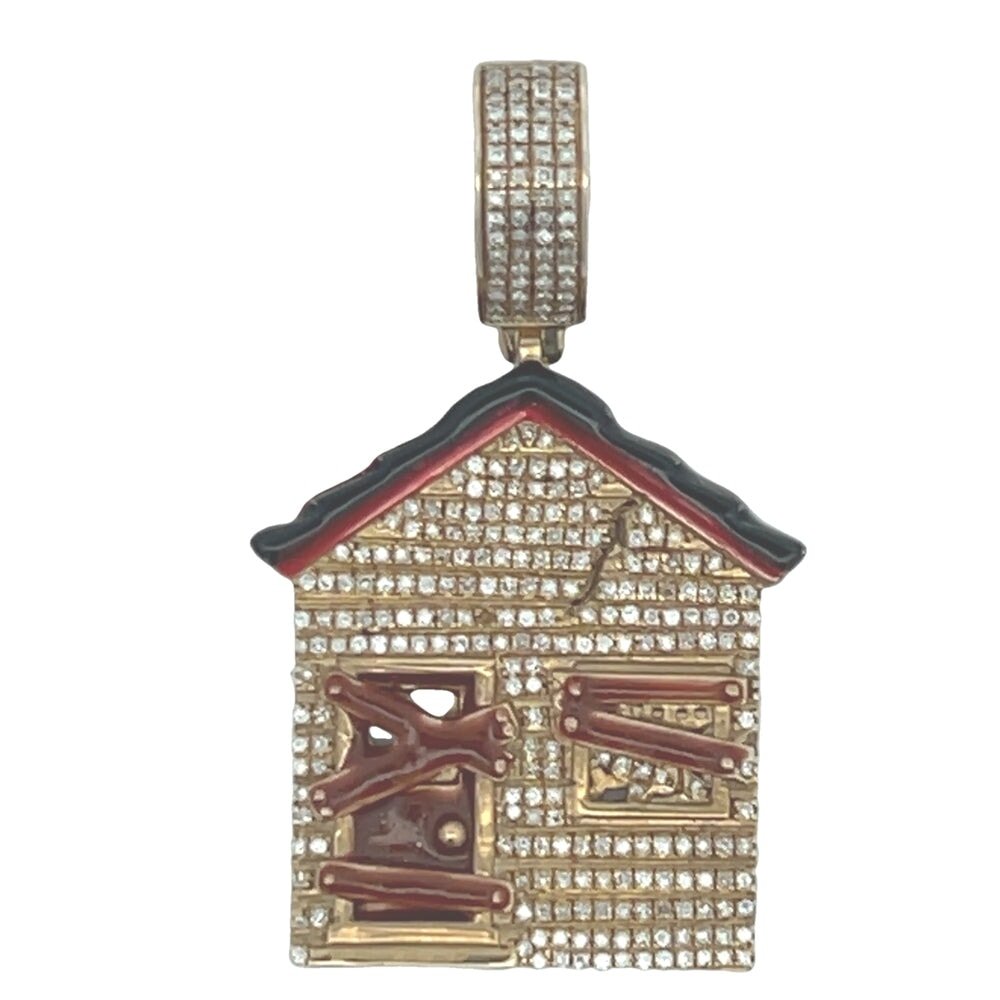 Trap House Diamond Pendant .58cttw 10K Yellow Gold
