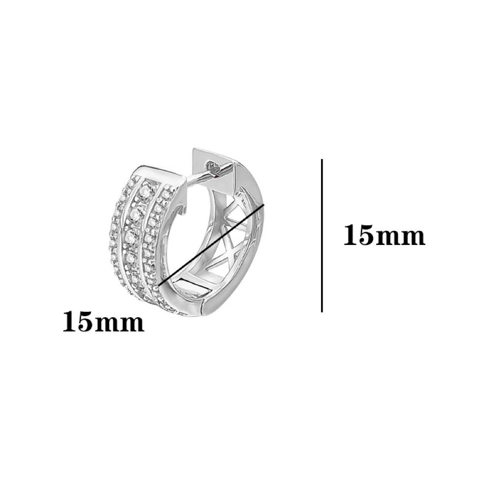 Triple Row CZ Huggie Hoop Iced Out Earrings .925 Silver