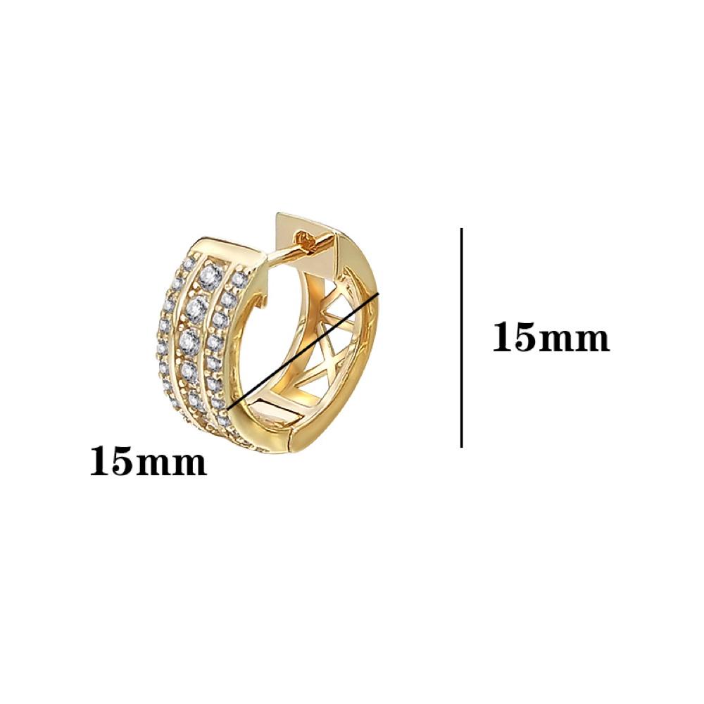 Triple Row CZ Huggie Hoop Iced Out Earrings .925 Silver