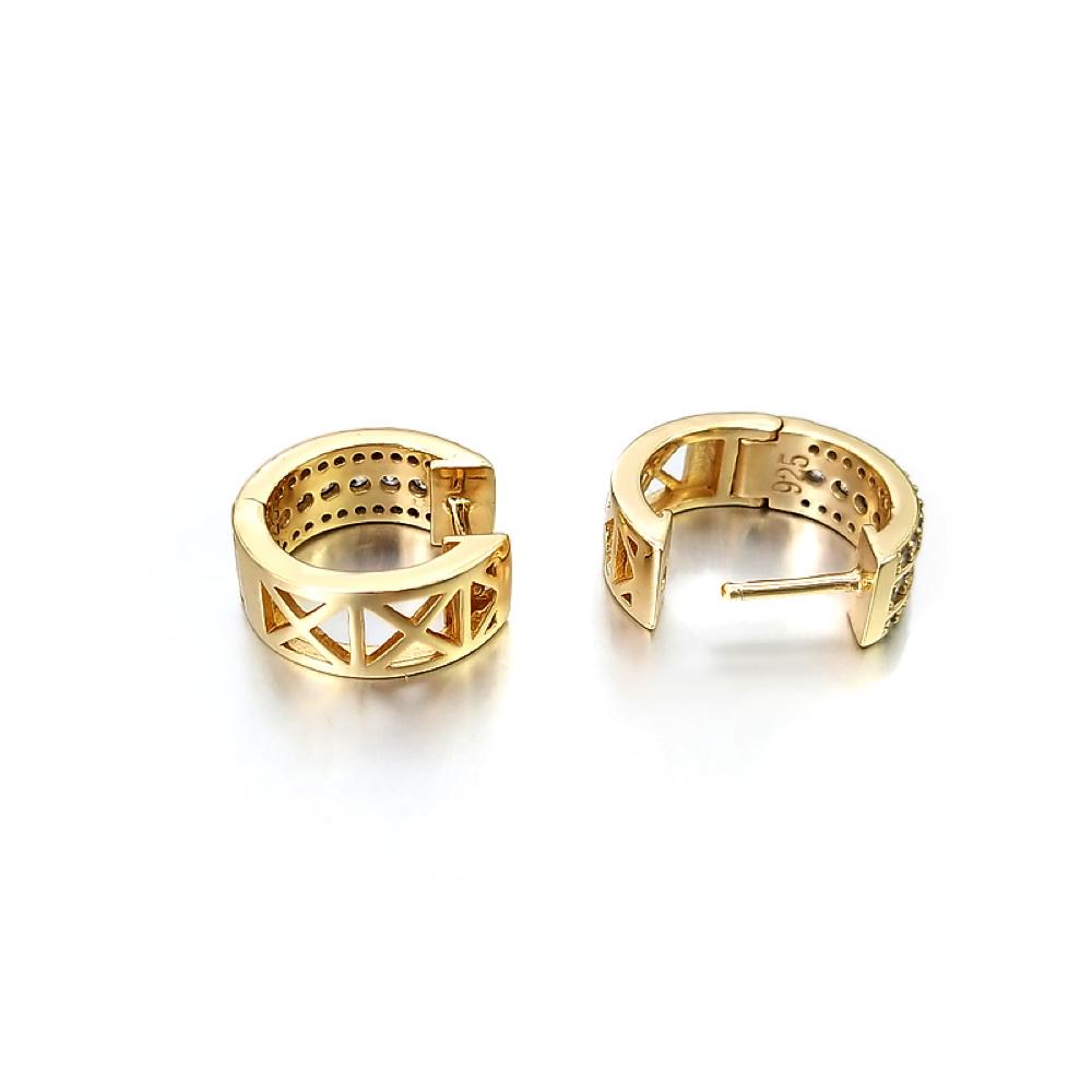 Triple Row CZ Huggie Hoop Iced Out Earrings .925 Silver