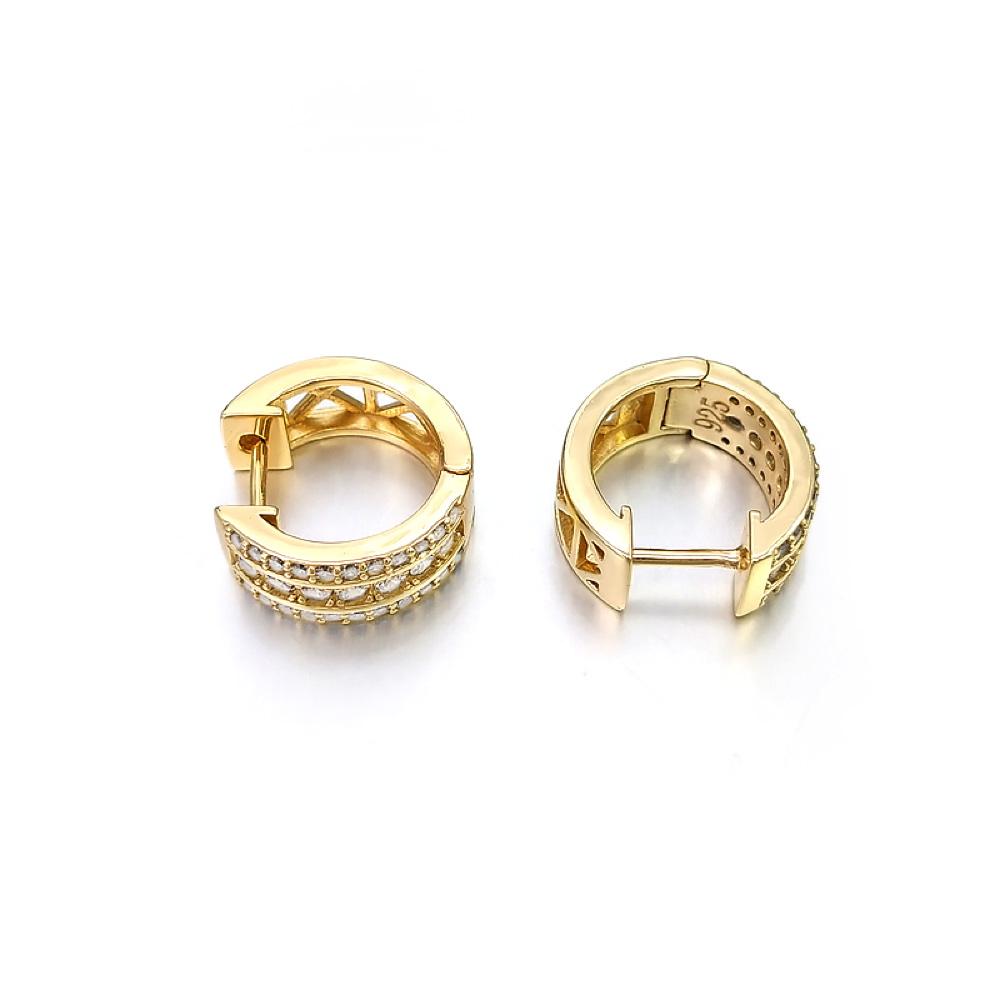 Triple Row CZ Huggie Hoop Iced Out Earrings .925 Silver