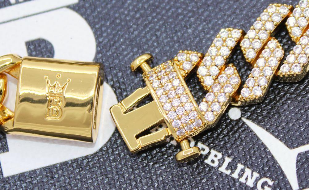 Turkish Cuban Bling Bling Chain 14MM  White / Yellow Gold