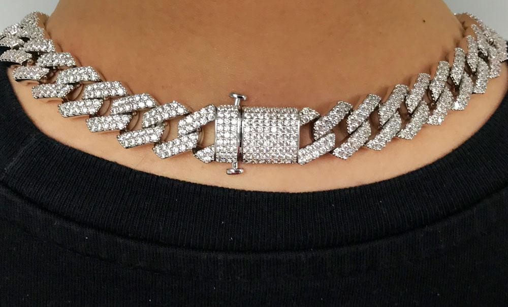 Turkish Cuban Bling Bling Chain 14MM  White / Yellow Gold
