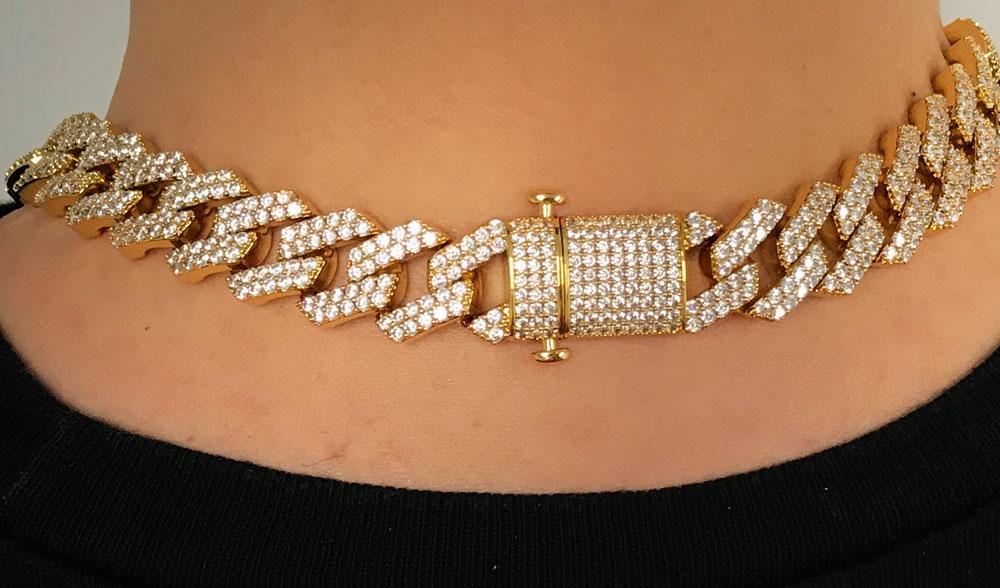 Turkish Cuban Bling Bling Chain 14MM  White / Yellow Gold