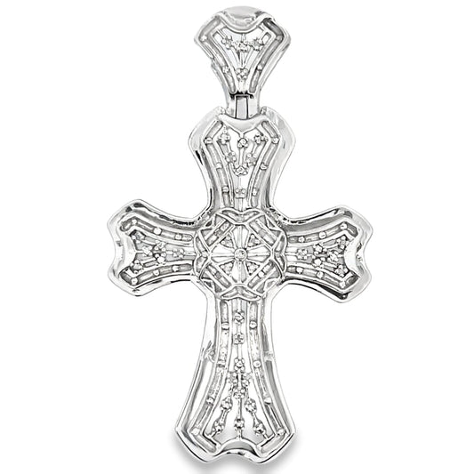 Vintage .25cttw Diamond Cross Pendant .925 Sterling Silver
