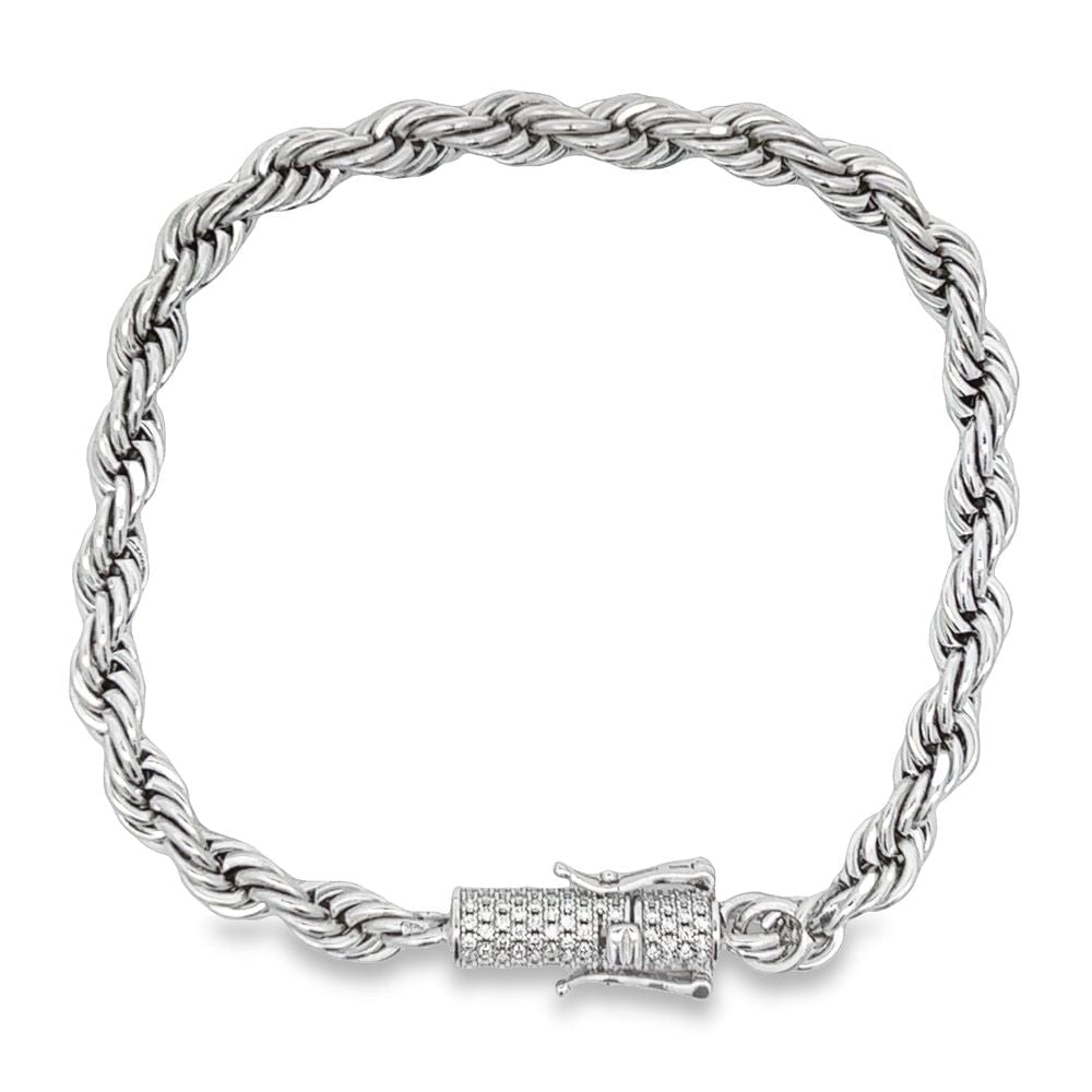 VVS Moissanite French Rope Bracelet Steel / .925 Silver