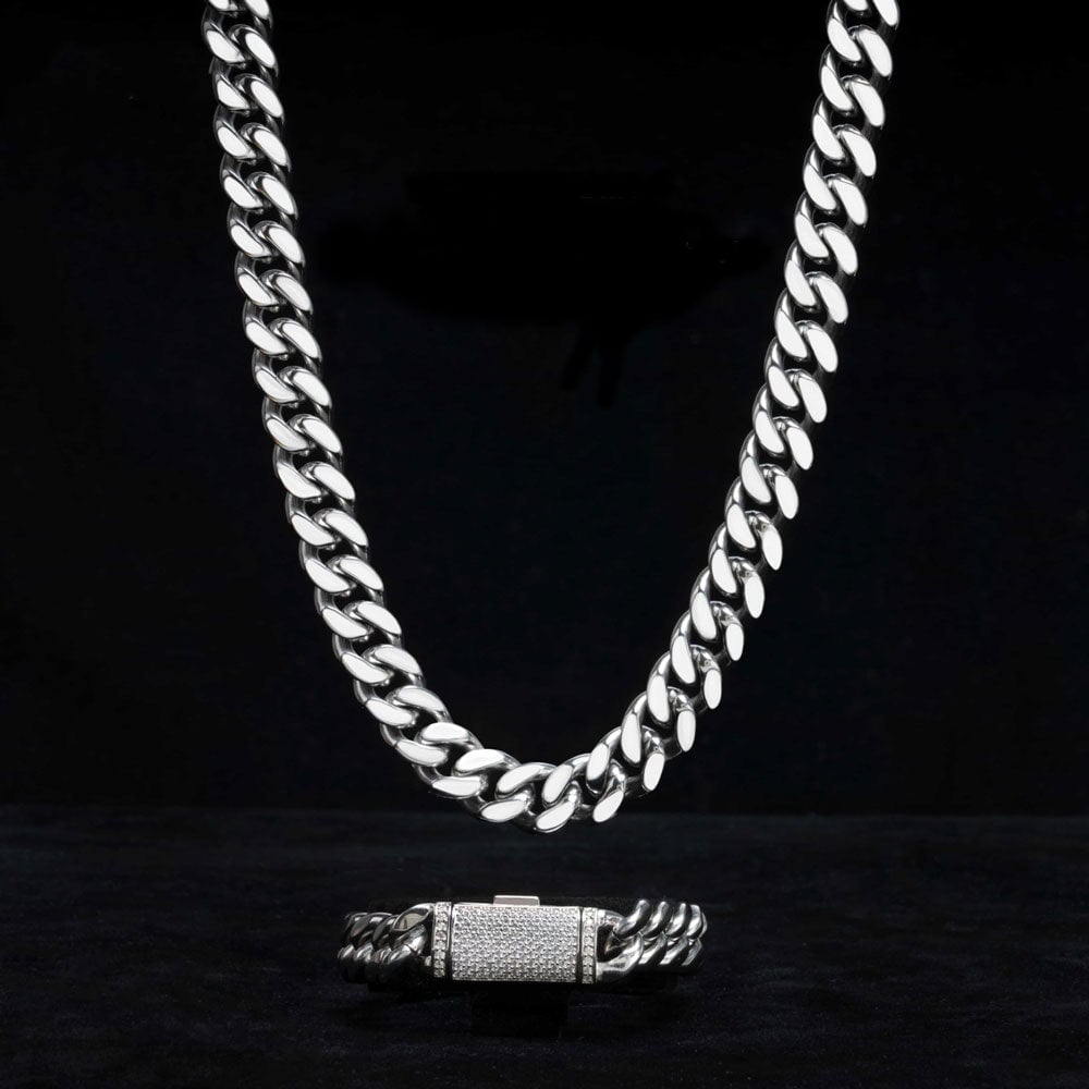 VVS Moissanite Miami Cuban Bracelet Steel / .925 Silver
