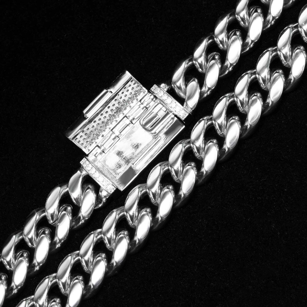 VVS Moissanite Miami Cuban Chain Steel / .925 Silver