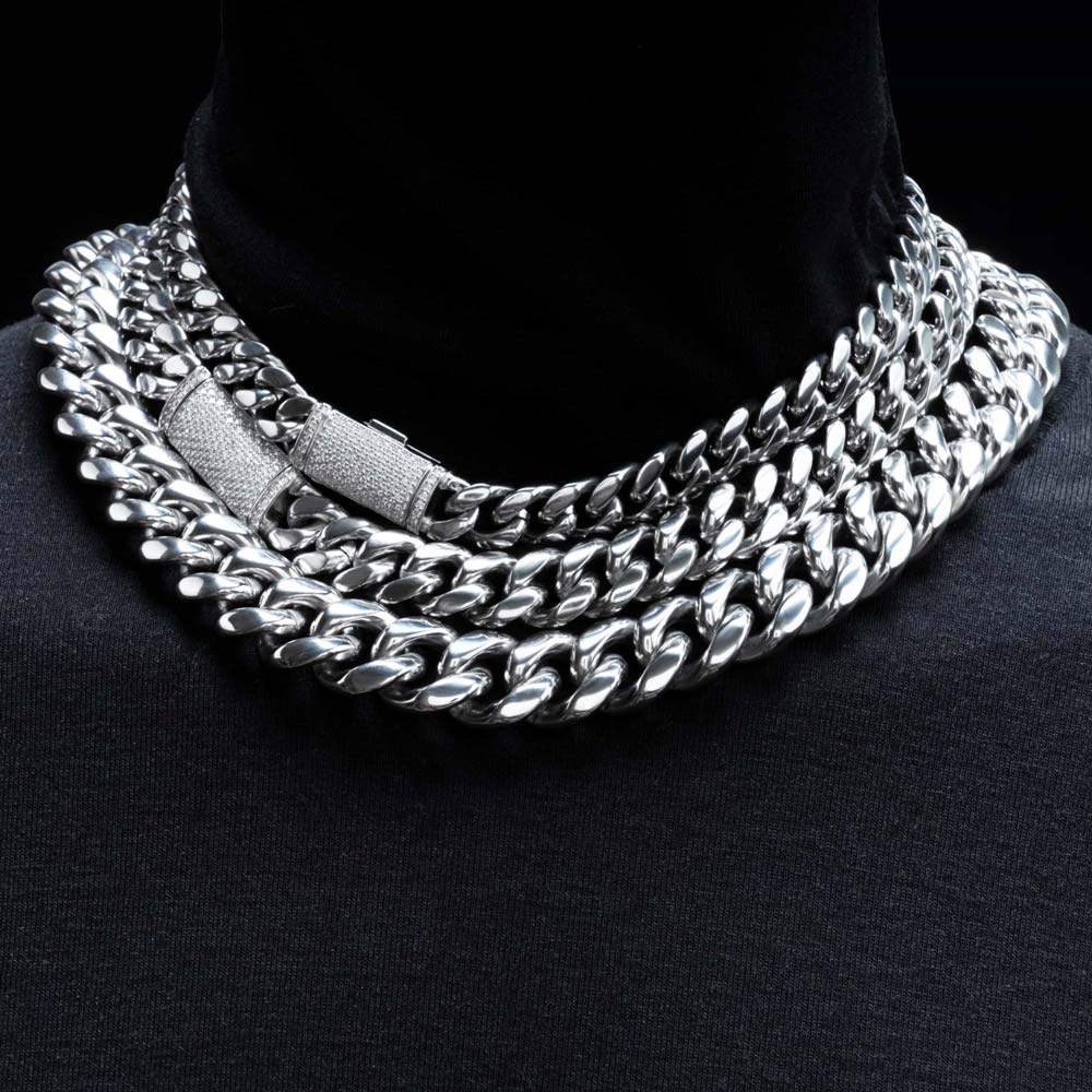 VVS Moissanite Miami Cuban Chain Steel / .925 Silver