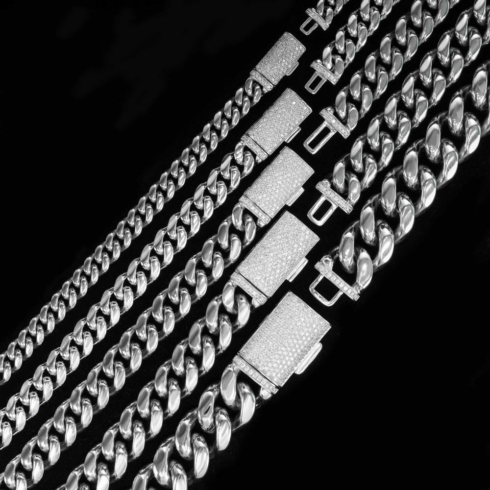VVS Moissanite Miami Cuban Chain Steel / .925 Silver
