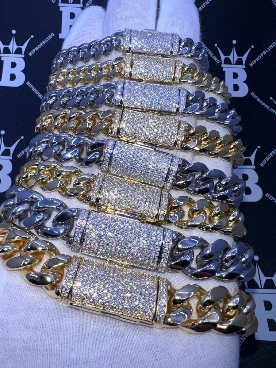 VVS Moissanite Miami Cuban Chain Steel / .925 Silver