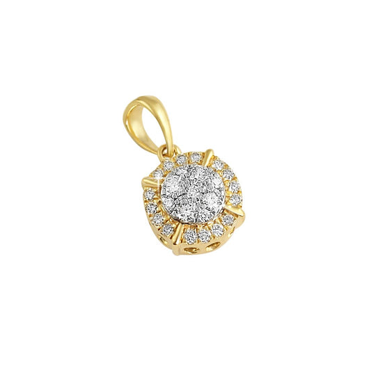 Womens Pave Solitaire Diamond Pendant .47cttw 10K Yellow Gold