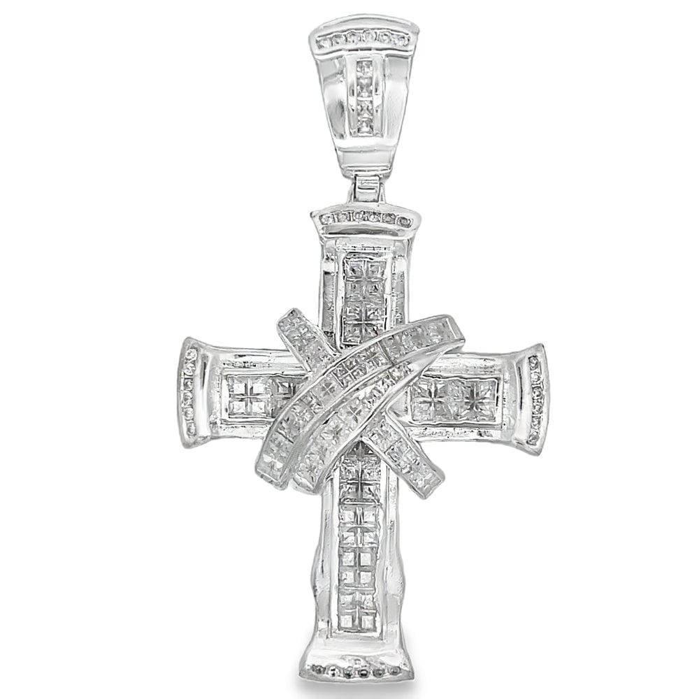X Baguette Cross CZ Pendant .925 Sterling Silver