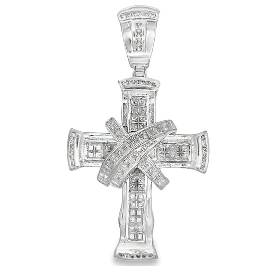X Baguette Cross CZ Pendant .925 Sterling Silver