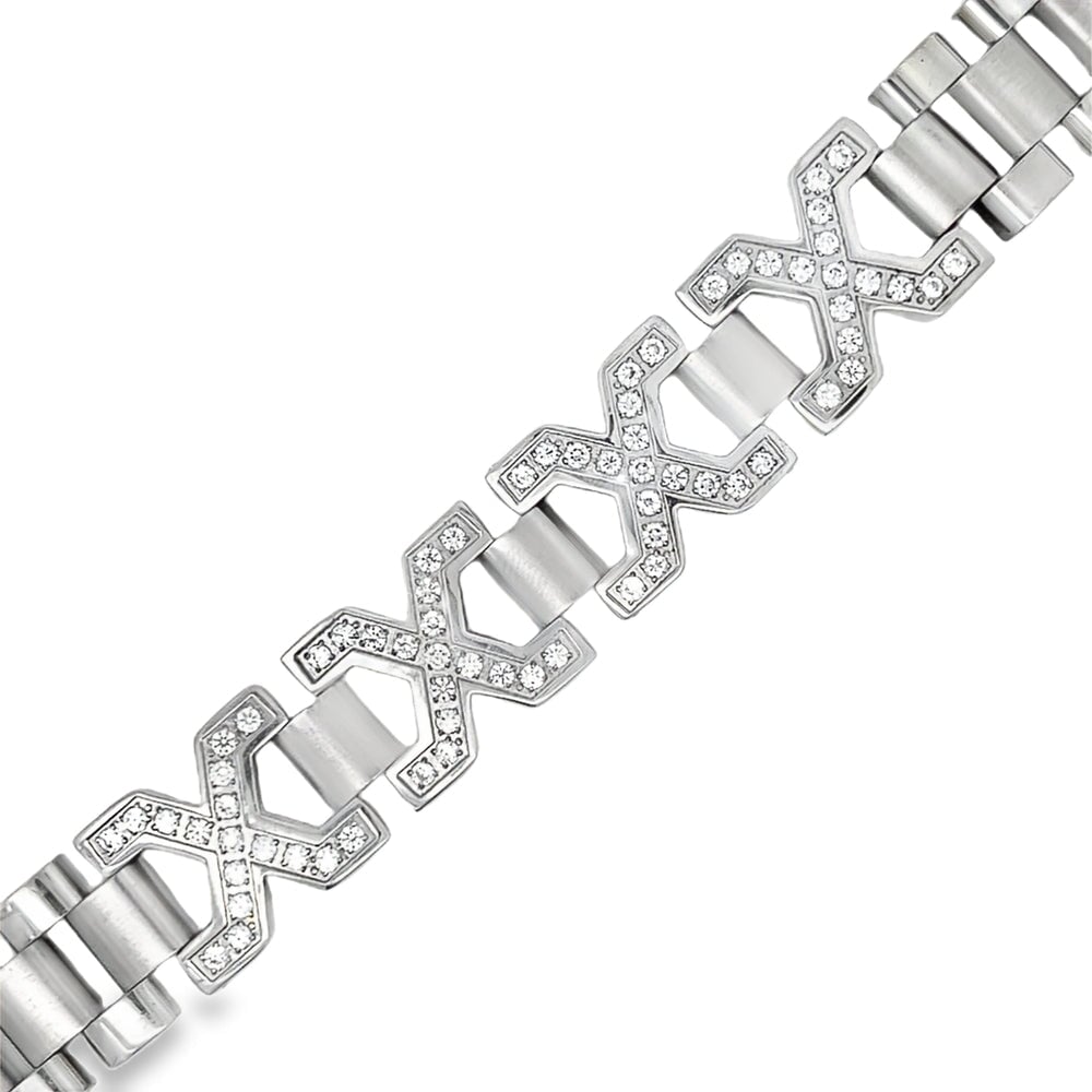 X CZ Iced Out Bracelet Stainless Steel