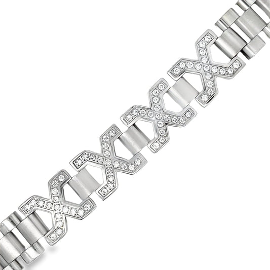 X CZ Iced Out Bracelet Stainless Steel