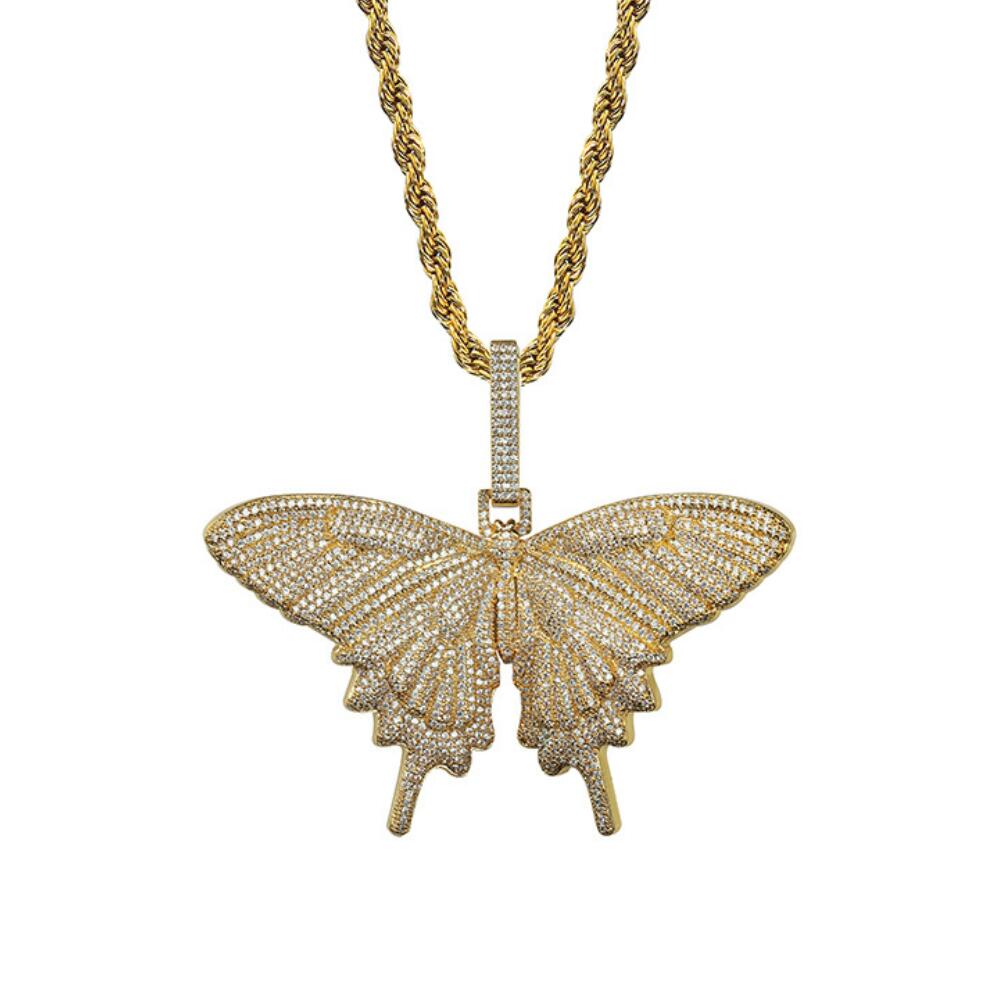 XL 3D Butterfly Iced Out Bling Bling Pendant