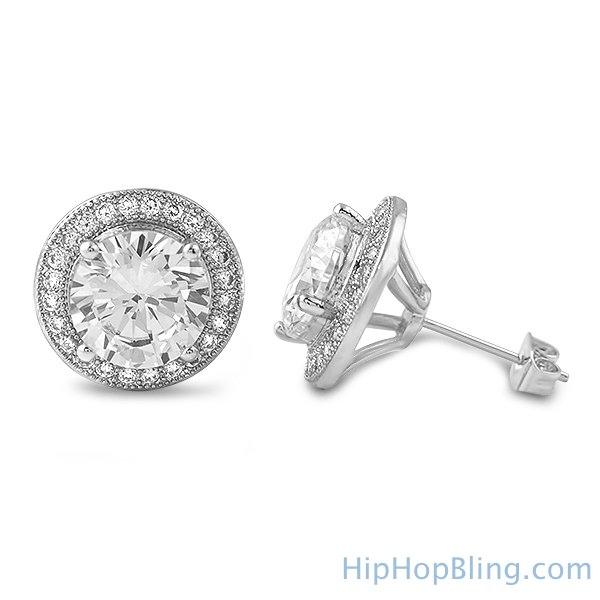 XL Halo Solitaire Blingbling CZ Earrings