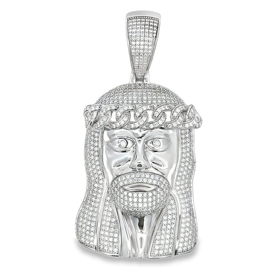 XL Jesus Piece 10.50cttw VVS Moissanite Pendant .925 Sterling Silver