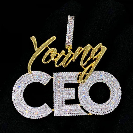 Young CEO Baguette VVS CZ Hip Hop Bling Bling Pendant